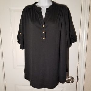 3x Black Plus-sized Lightweight Blouse